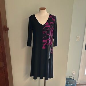 NWT! Joseph Ribkoff Black and Pink (Empress) matte jersey Dress pocket Sz 8
